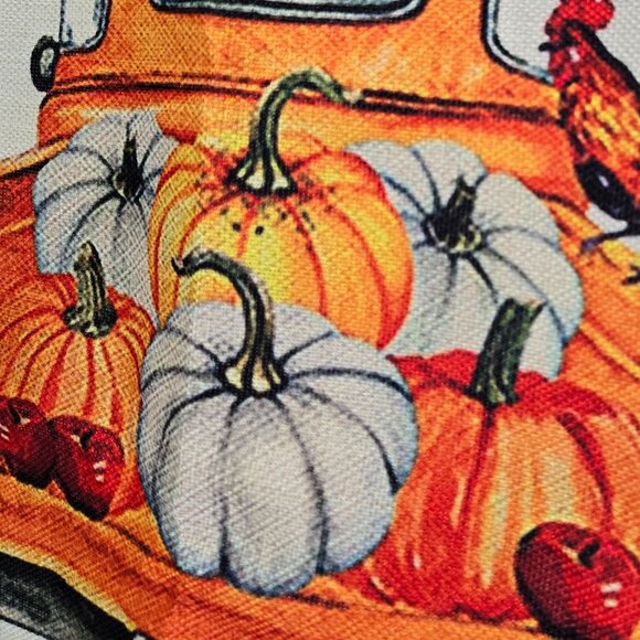 NEW "PUMPKIN PATCH HARVEST A TIME TO GATHER" VTG TRUCK LINEN PILLOW COVER 18" - Picture 6 of 6